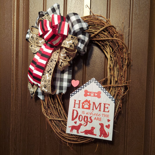 Dog Home Grapevine Wreath