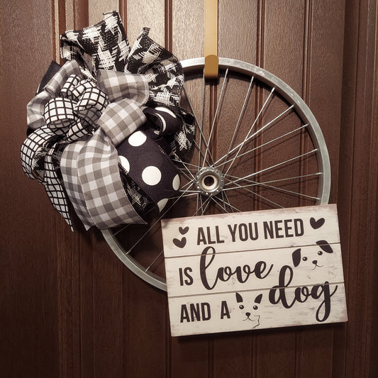 Love and a Dog Bicycle Wreath