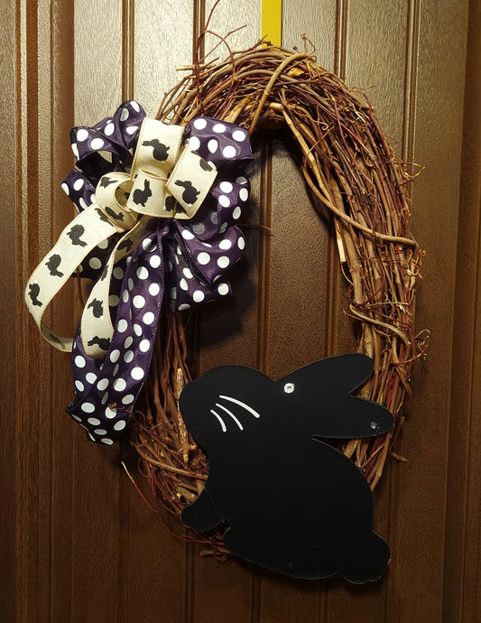 Black Bunny Grapevine Wreath